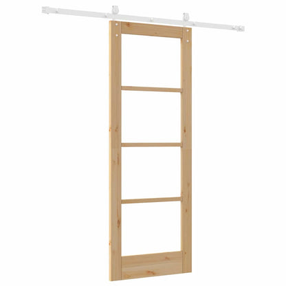 Schuifdeur Naturel 73,5 X 198,5 Cm Massief Grenenhout En Glas