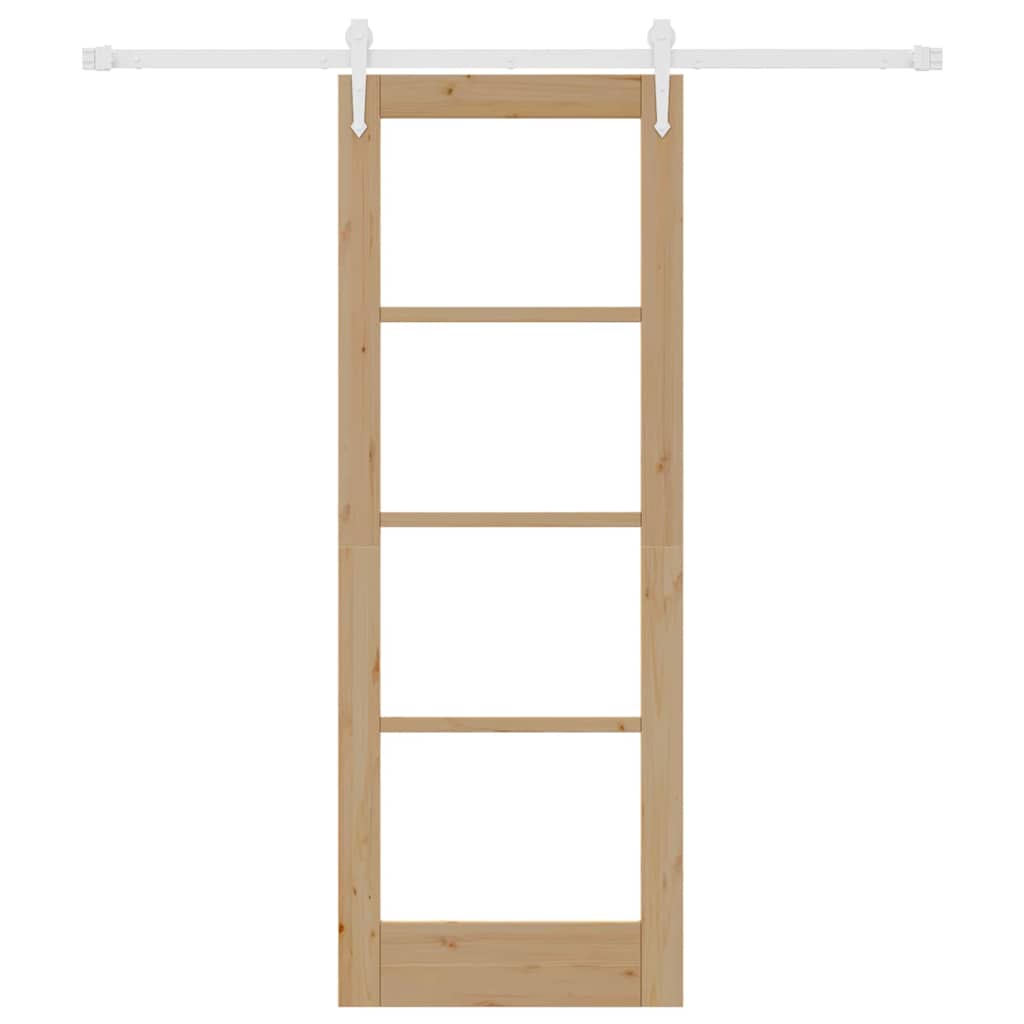 Schuifdeur Naturel 73,5 X 198,5 Cm Massief Grenenhout En Glas