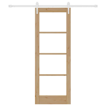 Schuifdeur Naturel 73,5 X 198,5 Cm Massief Grenenhout En Glas