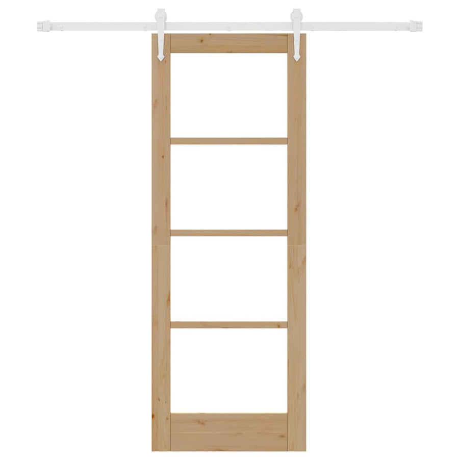 Schuifdeur Naturel 73,5 X 198,5 Cm Massief Grenenhout En Glas