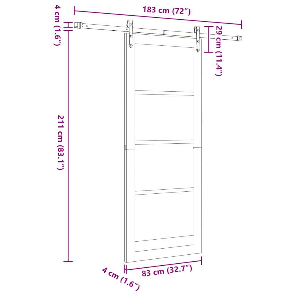 Schuifdeur Hout En Metaal Wit 83 x 211 cm