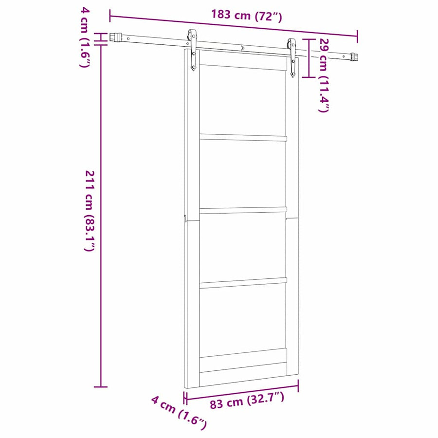Schuifdeur Hout En Metaal Wit 83 x 211 cm