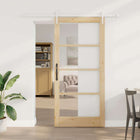 Schuifdeur 93x202 cm bruin hout wit metaal