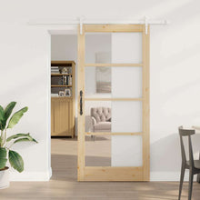 Schuifdeur Bruin Hout En Metaal Natuurlijk En Wit 93 x 202 cm