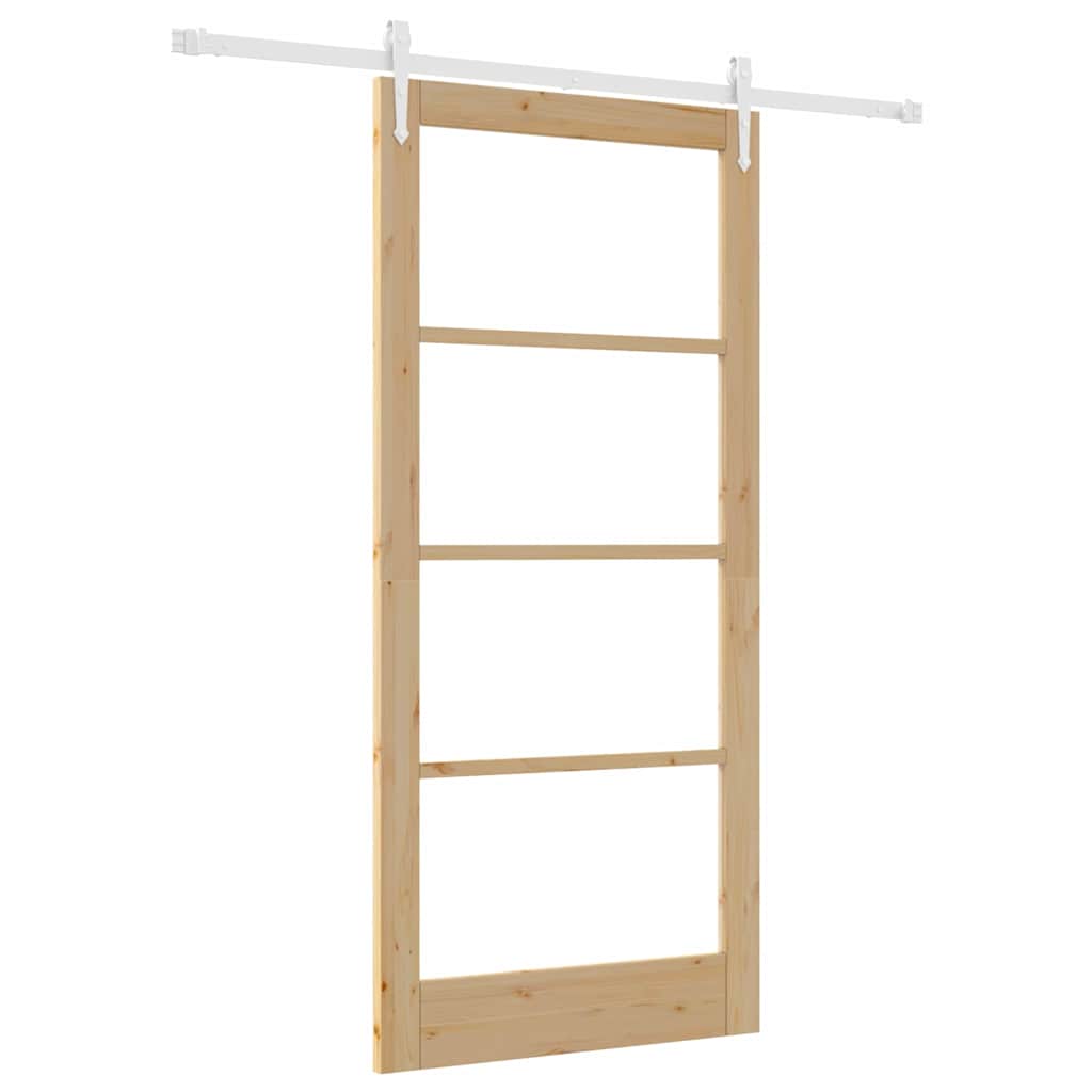 Schuifdeur Bruin Hout En Metaal Natuurlijk En Wit 93 x 202 cm