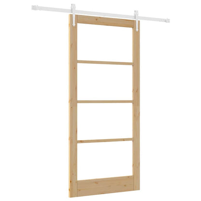Schuifdeur Bruin Hout En Metaal Natuurlijk En Wit 93 x 202 cm