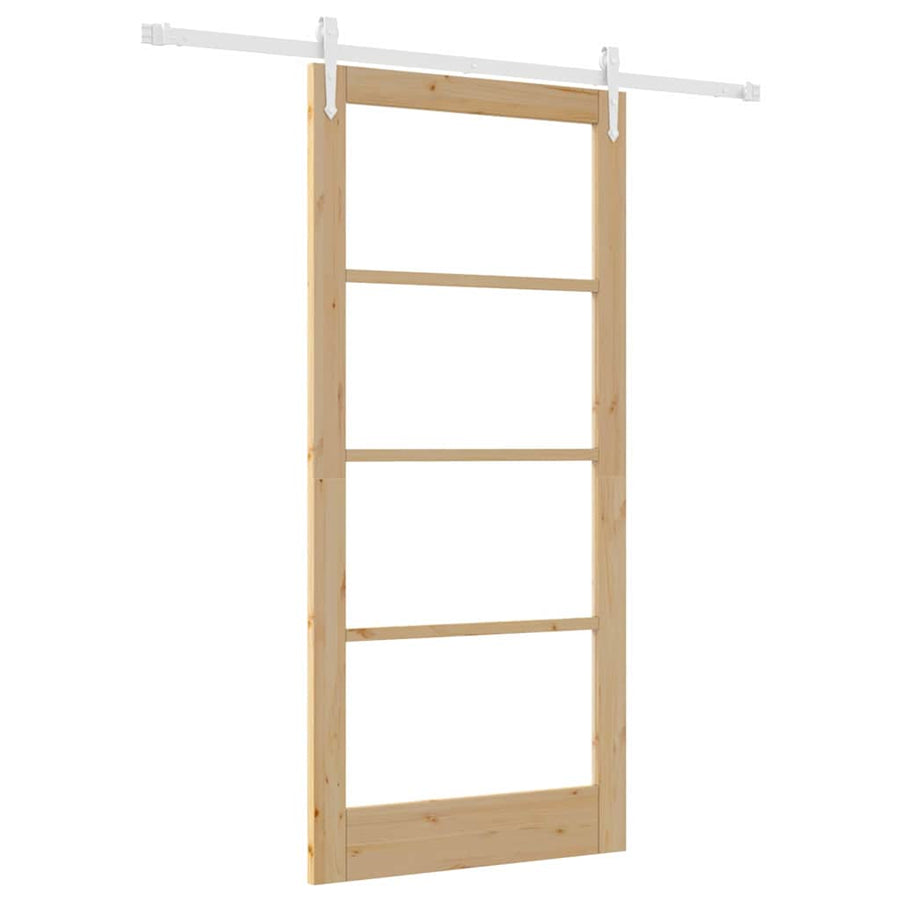 Schuifdeur Bruin Hout En Metaal Natuurlijk En Wit 93 x 202 cm