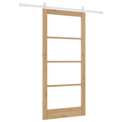 Schuifdeur Bruin Hout En Metaal Natuurlijk En Wit 93 x 202 cm