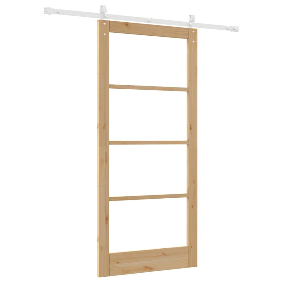 Schuifdeur Bruin Hout En Metaal Natuurlijk En Wit 93 x 202 cm