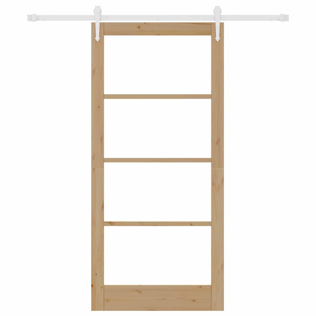 Schuifdeur Bruin Hout En Metaal Natuurlijk En Wit 93 x 202 cm