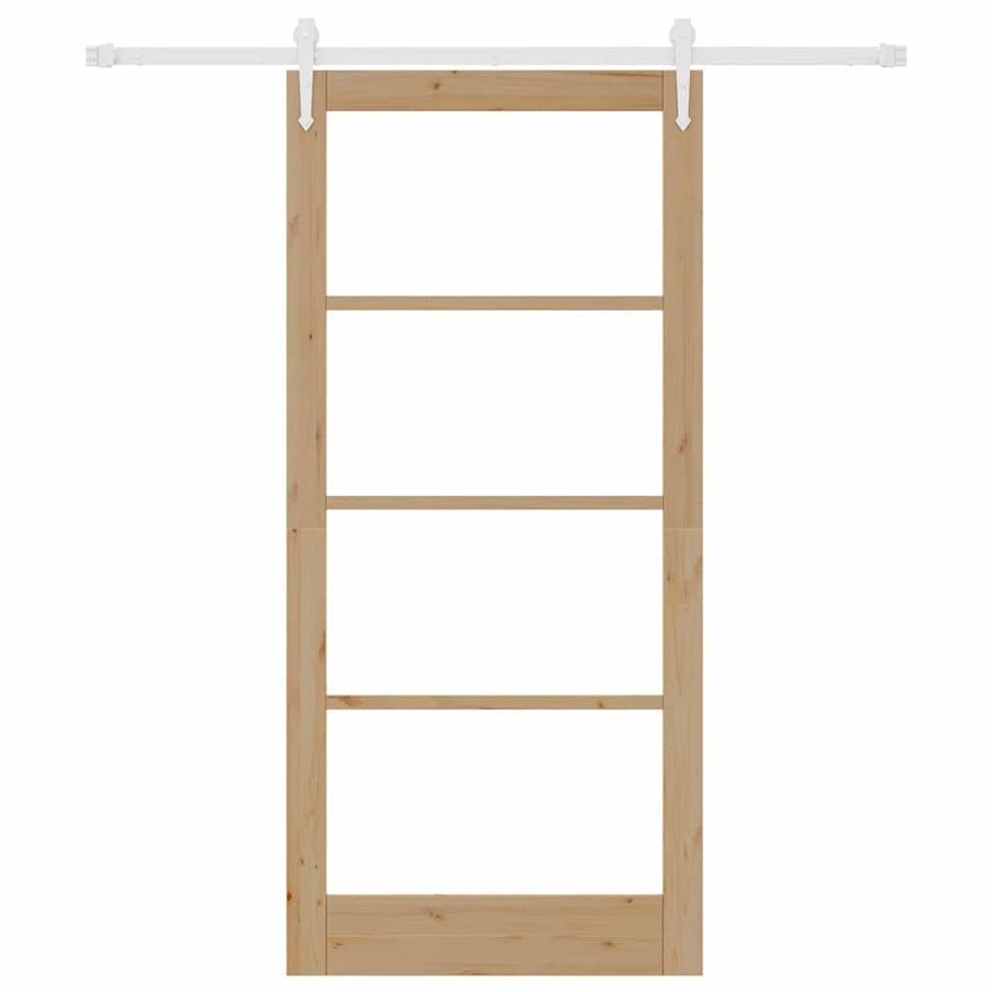 Schuifdeur Bruin Hout En Metaal Natuurlijk En Wit 93 x 202 cm