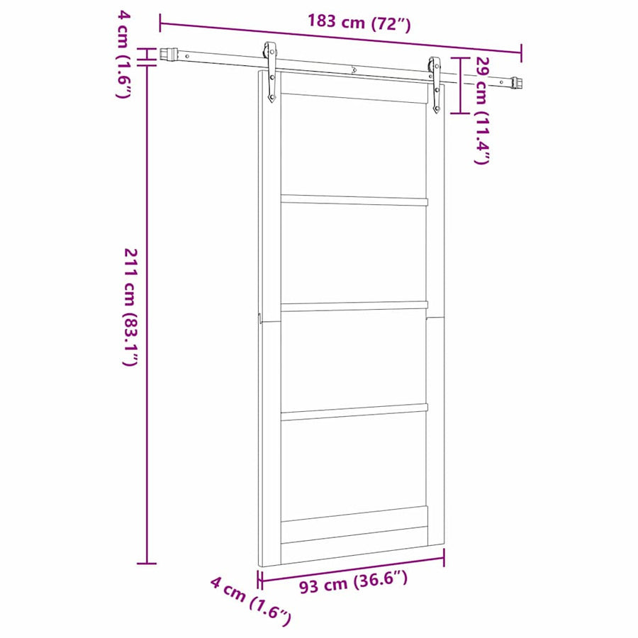 Schuifdeur Hout En Metaal Wit 93 x 211 cm