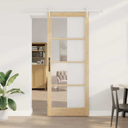 Schuifdeur 93 x 232 cm hout metaal bruin wit