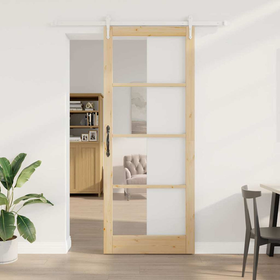 Schuifdeur Bruin Hout En Metaal Natuurlijk En Wit 93 x 232 cm