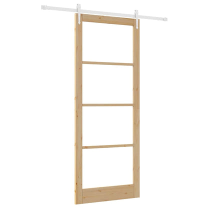 Schuifdeur Bruin Hout En Metaal Natuurlijk En Wit 93 x 232 cm
