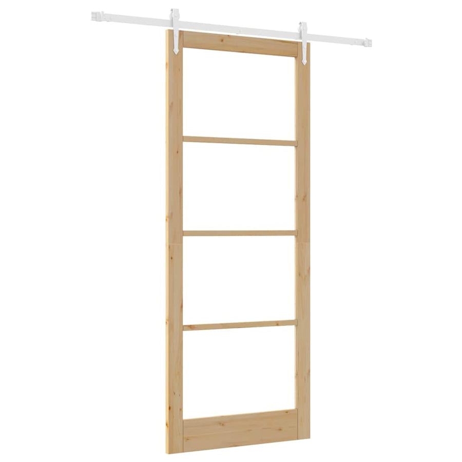 Schuifdeur Bruin Hout En Metaal Natuurlijk En Wit 93 x 232 cm