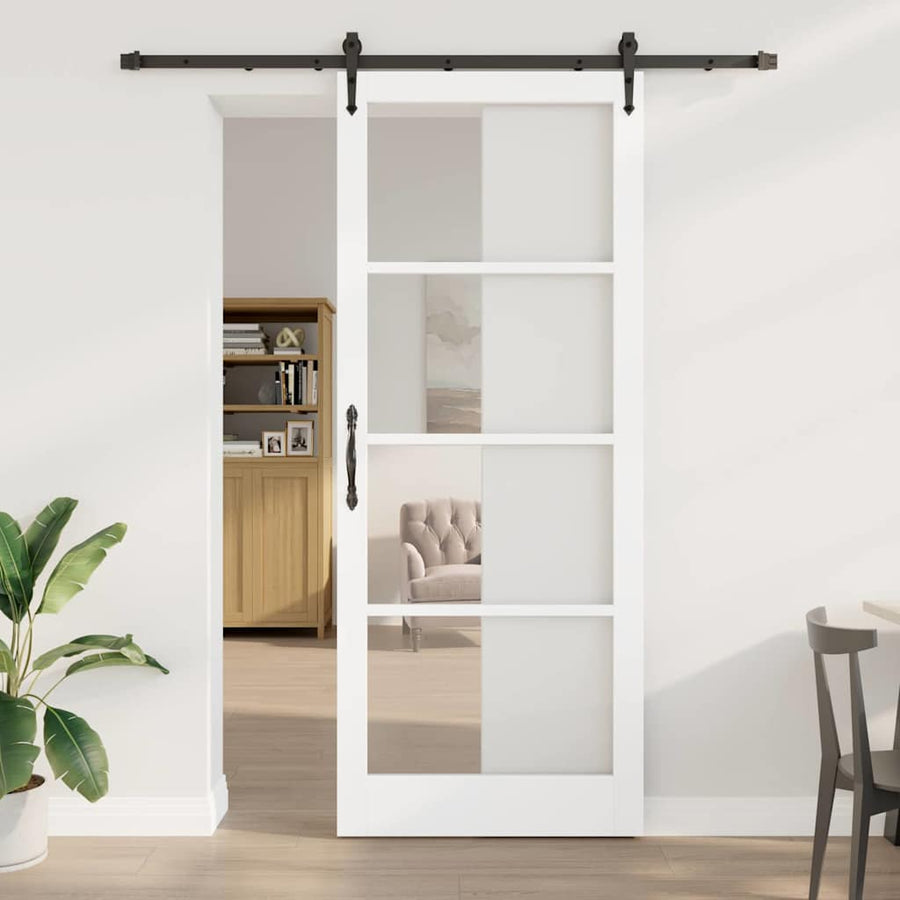 Schuifdeur Hout En Metaal Wit En Zwart 93 x 232 cm