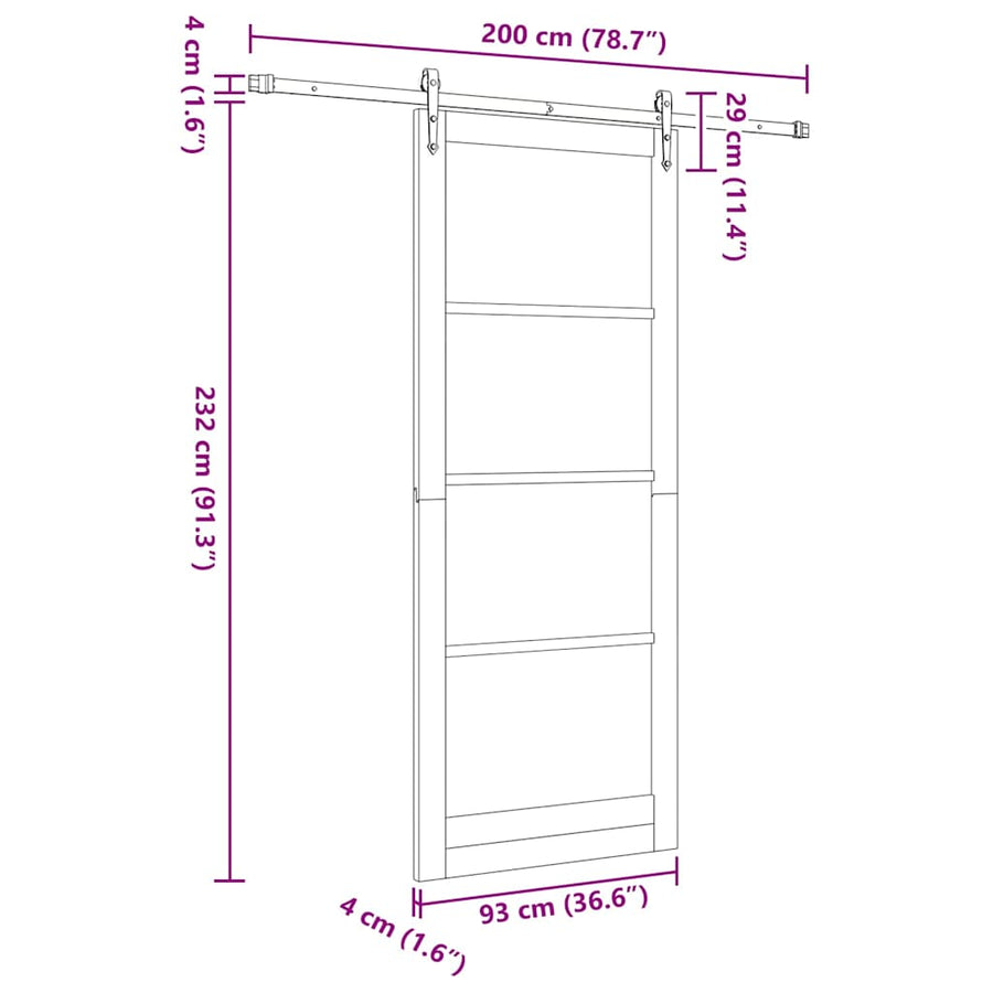 Schuifdeur Hout En Metaal Wit En Zwart 93 x 232 cm