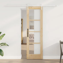 Schuifdeur Naturel 61 X 198,5 Cm Massief Grenenhout En Glas
