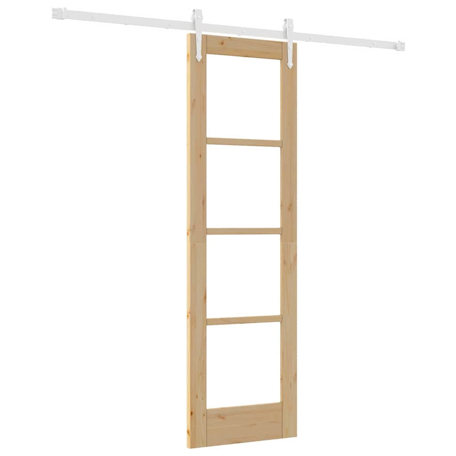 Schuifdeur Naturel 61 X 198,5 Cm Massief Grenenhout En Glas