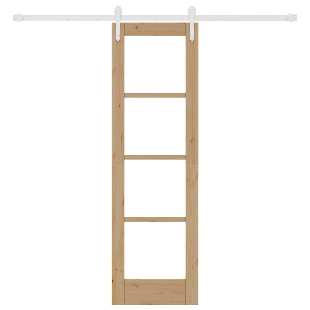 Schuifdeur Naturel 61 X 198,5 Cm Massief Grenenhout En Glas