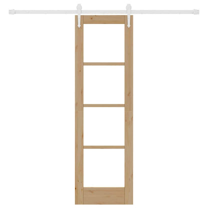 Schuifdeur Naturel 61 X 198,5 Cm Massief Grenenhout En Glas