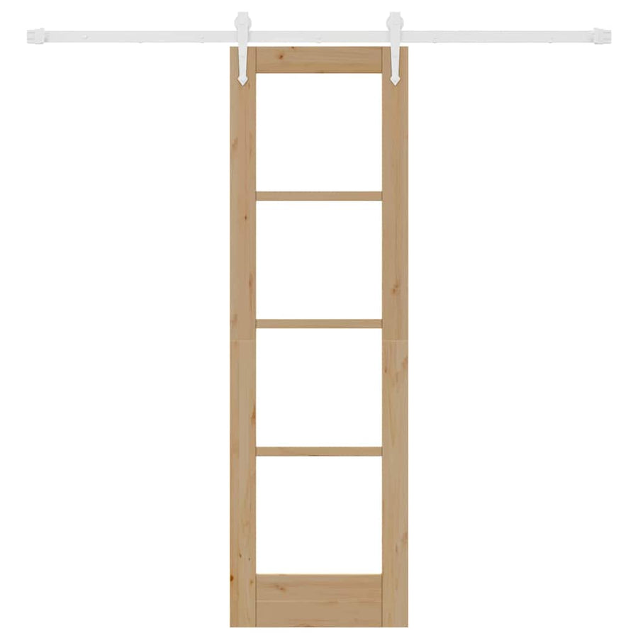 Schuifdeur Naturel 61 X 198,5 Cm Massief Grenenhout En Glas