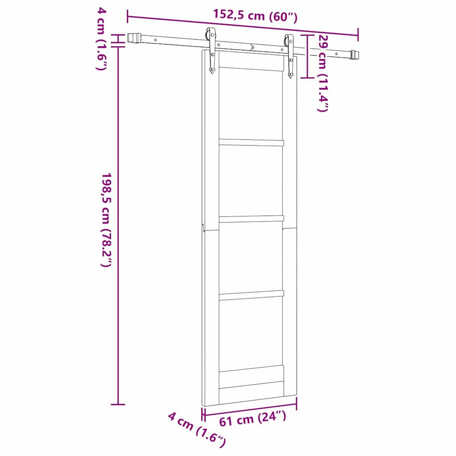 Schuifdeur Orkdal Hout En Metaal 61 x 198,5 cm