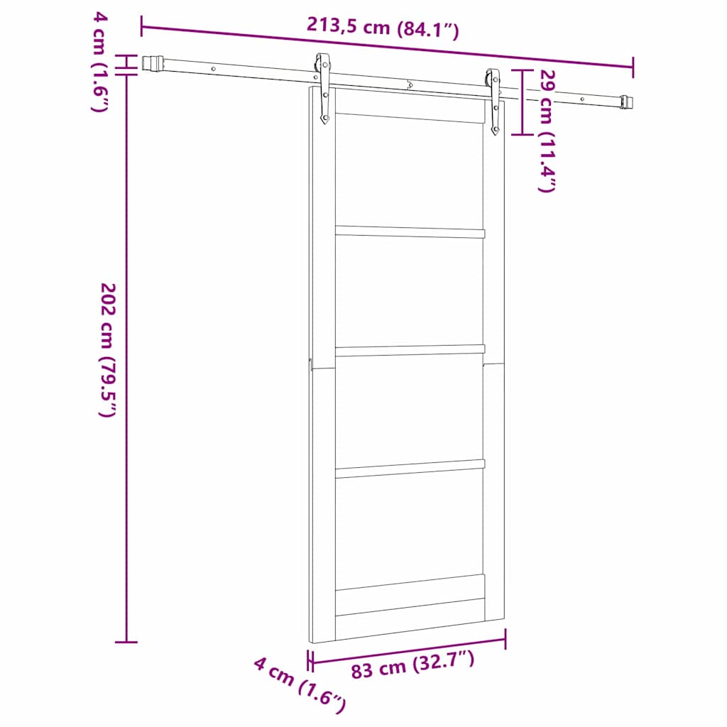 Schuifdeur Orkdal Hout En Metaal 83 x 202 cm