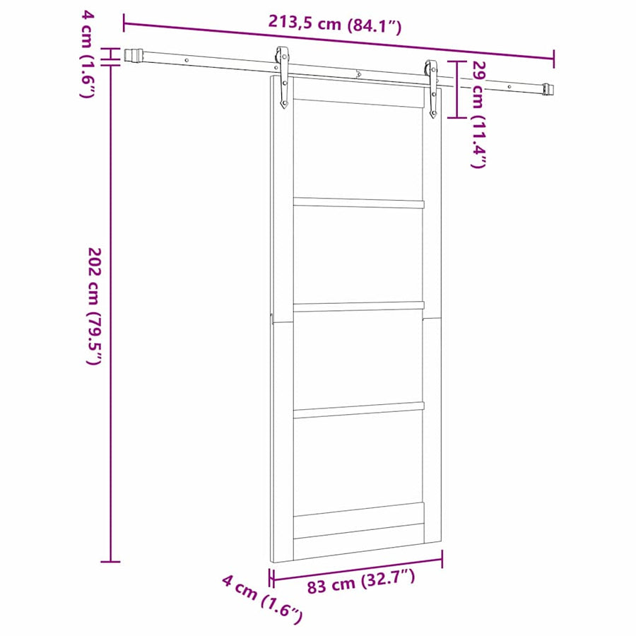 Schuifdeur Orkdal Hout En Metaal 83 x 202 cm