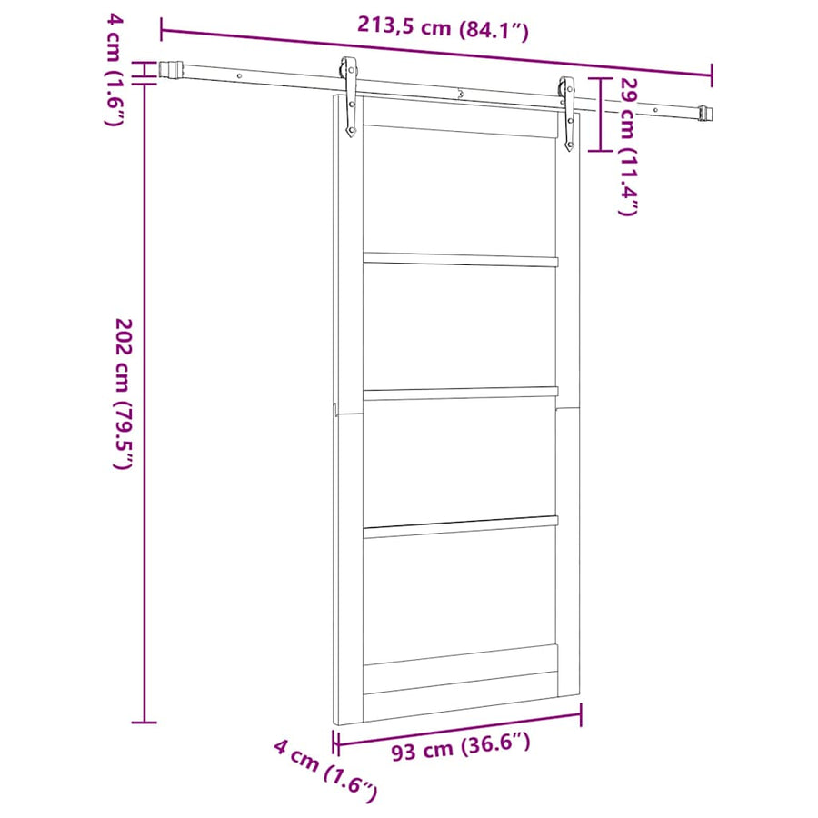 Schuifdeur Orkdal Bruin Hout En Metaal 93 x 202 cm