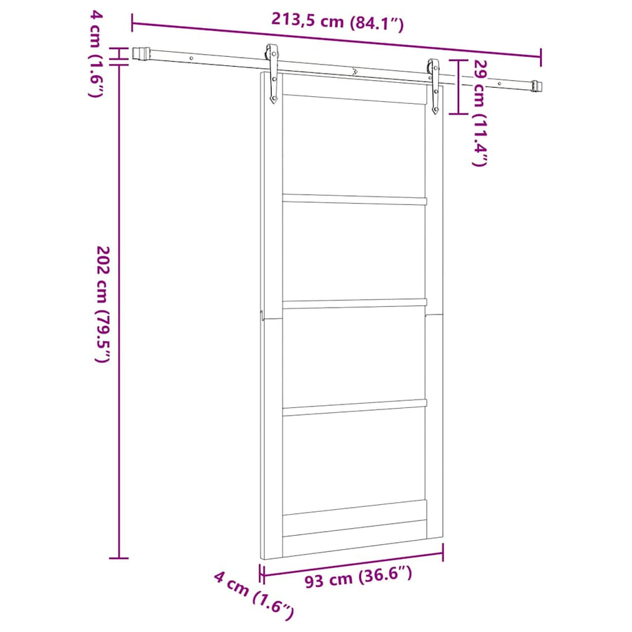Schuifdeur Orkdal Hout En Metaal 93 x 211 cm