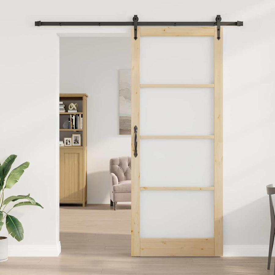 Schuifdeur Orkdal Bruin Hout En Metaal 93 x 232 cm