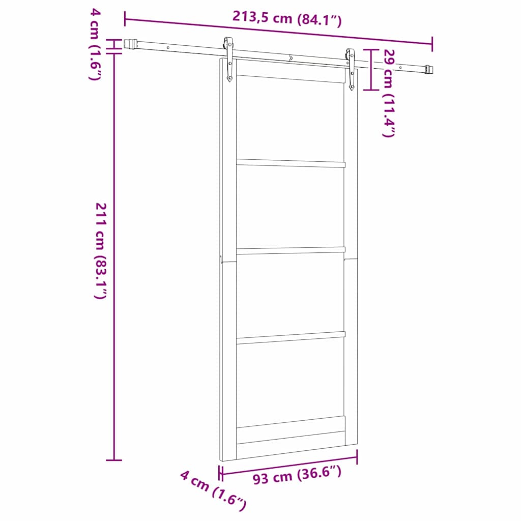 Schuifdeur Orkdal Bruin Hout En Metaal 93 x 232 cm