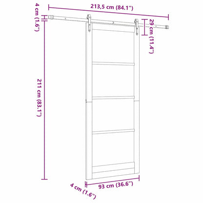 Schuifdeur Orkdal Hout En Metaal 93 x 232 cm