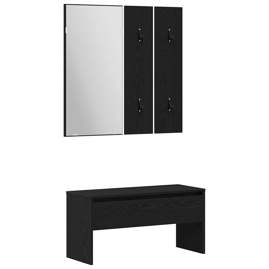 Halmeubelset Wandgemonteerd met spiegel 5 pcs Bewerkt hout