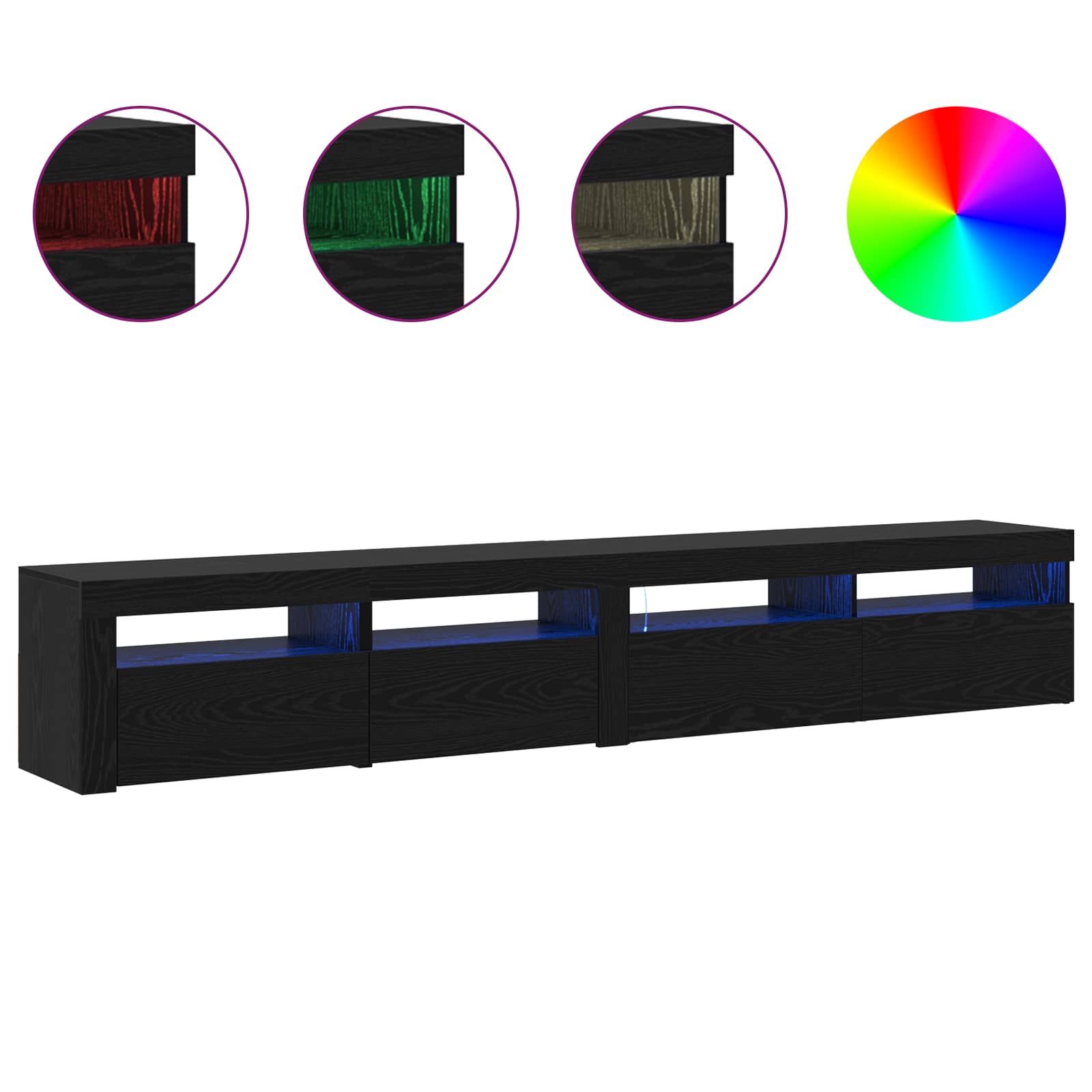 TV-kast 2 pcs Zwart Eiken 240 x 35 x 40 cm Bewerkt hout