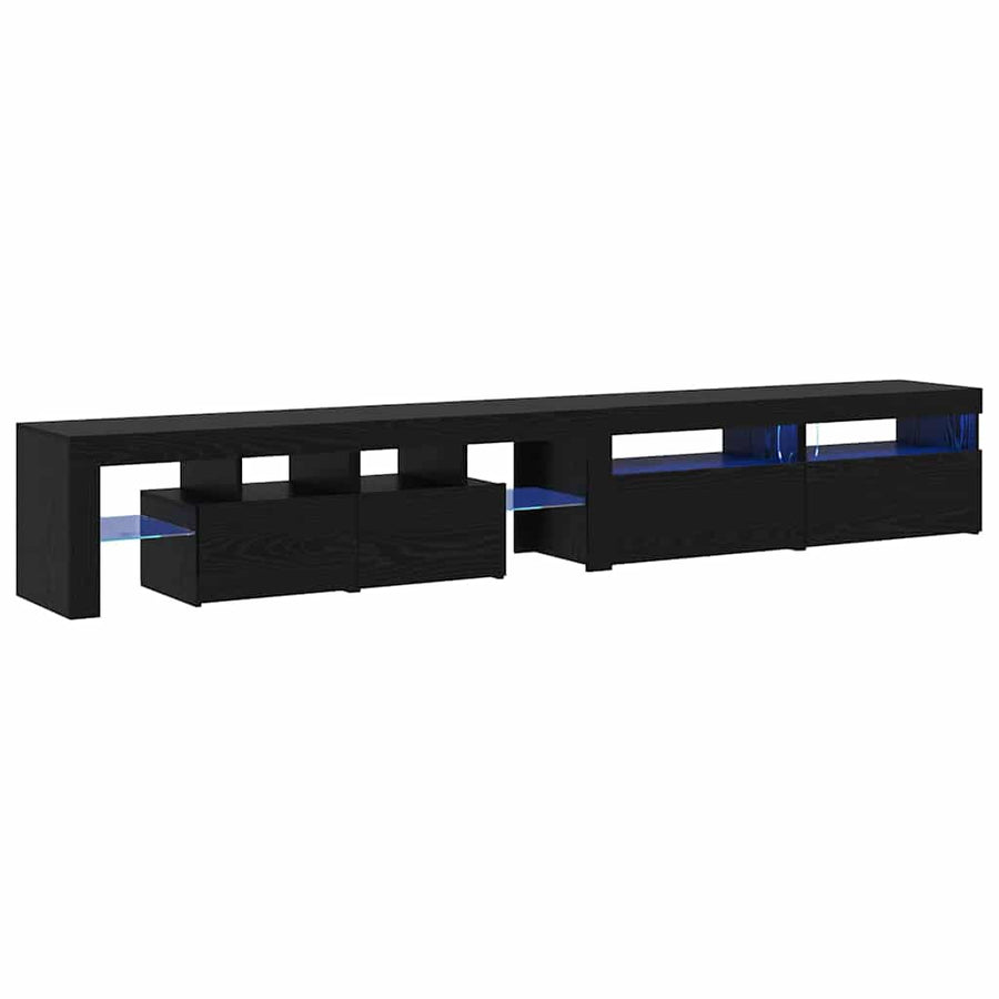 Tv-Meubels 3 St Met Led's Bewerkt Hout Kleurig 260 cm Zwart eiken