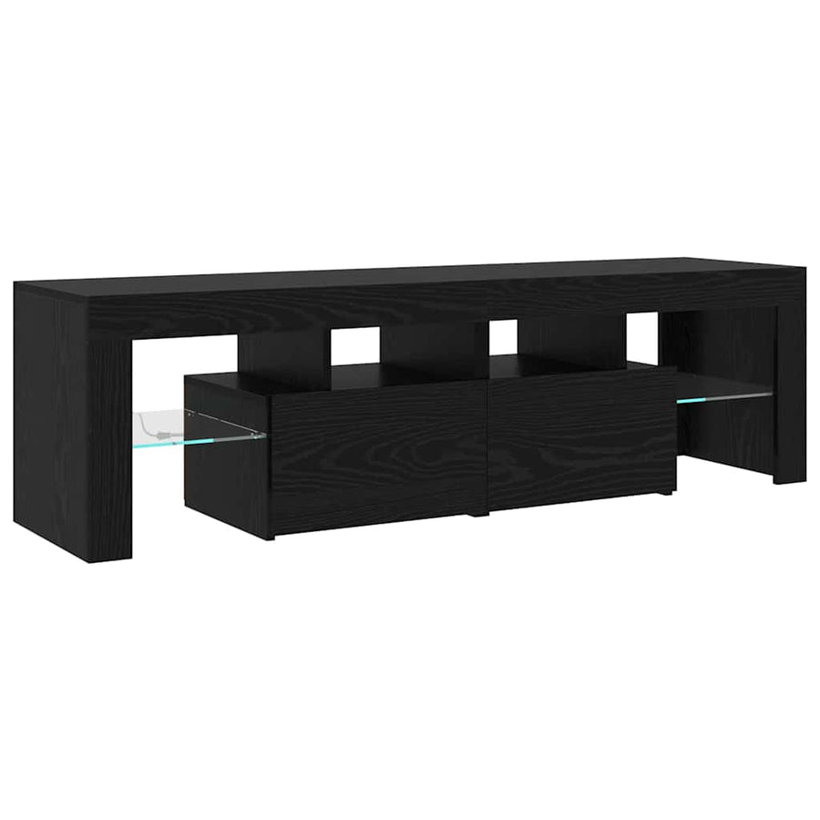 Tv-Meubels 3 St Met Led's Bewerkt Hout Kleurig 260 cm Zwart eiken