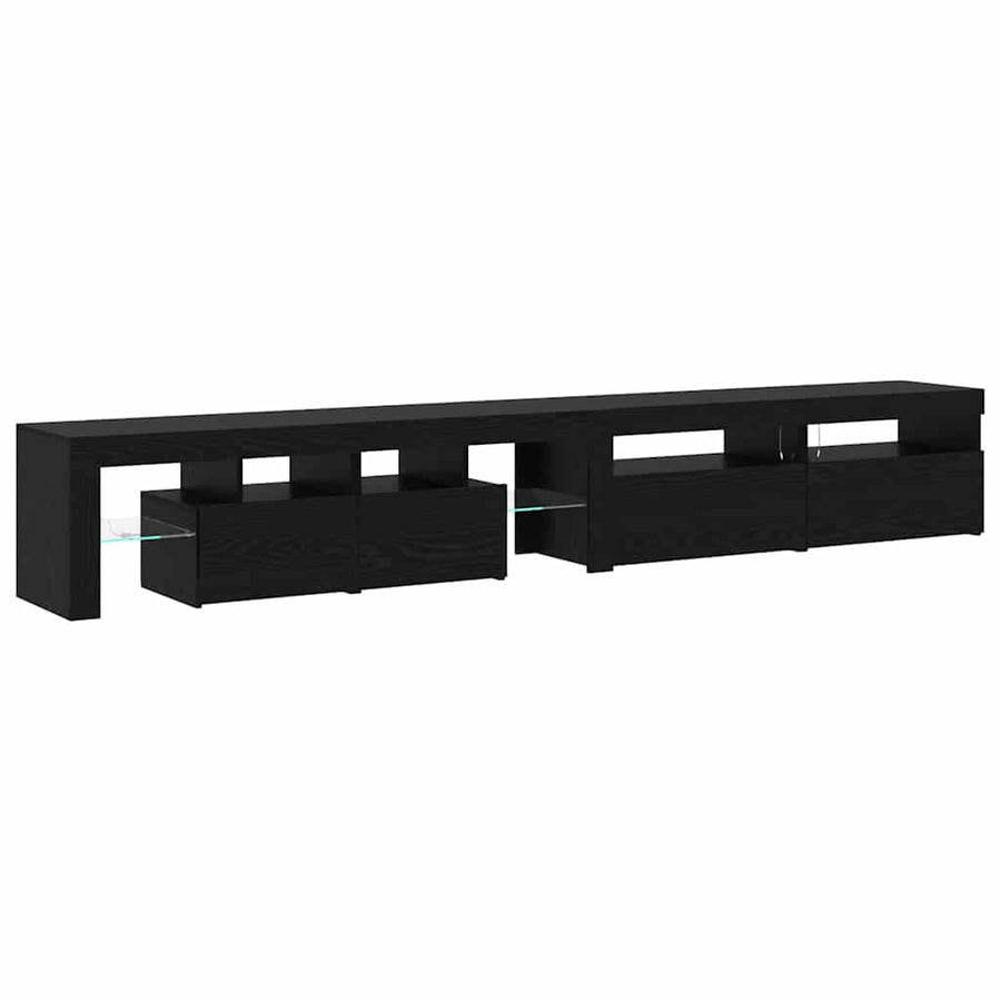 Tv-Meubels 3 St Met Led's Bewerkt Hout Kleurig 260 cm Zwart eiken