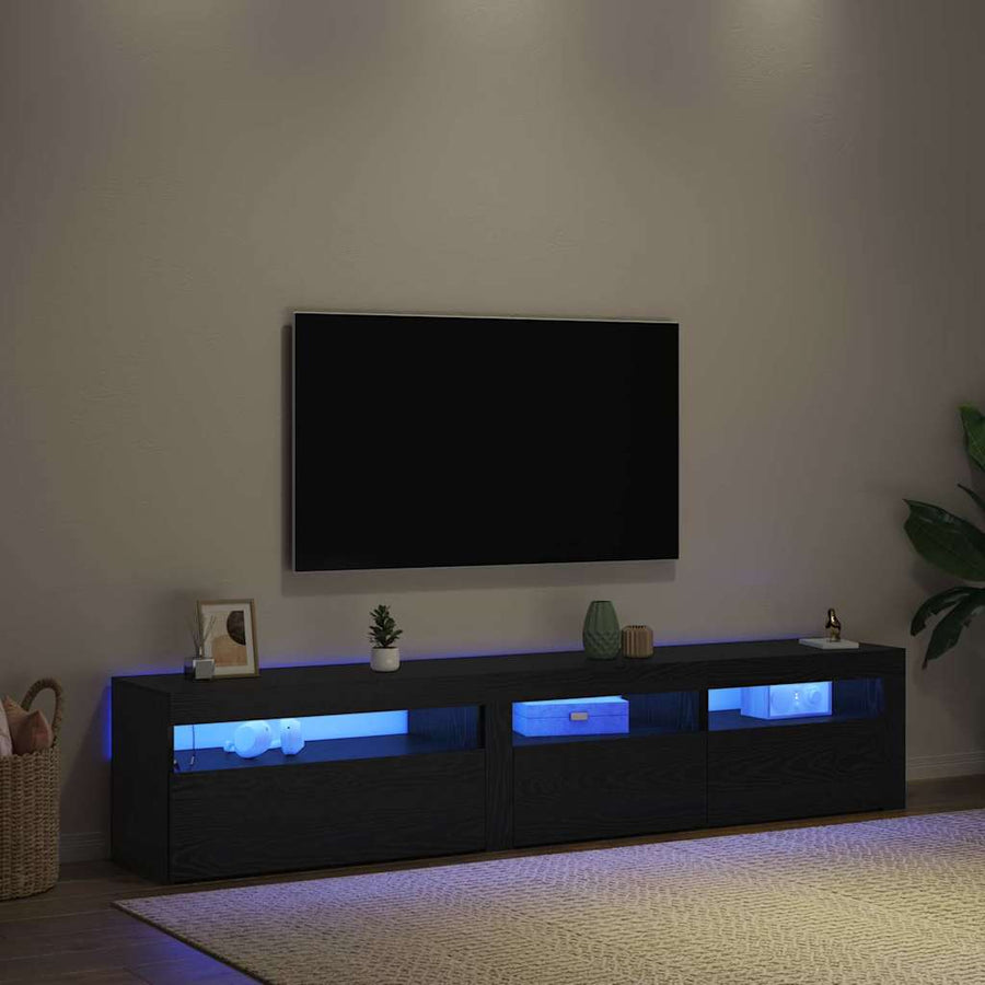 TV-kast 2 pcs Zwart Eiken 195 x 35 x 40 cm Bewerkt hout
