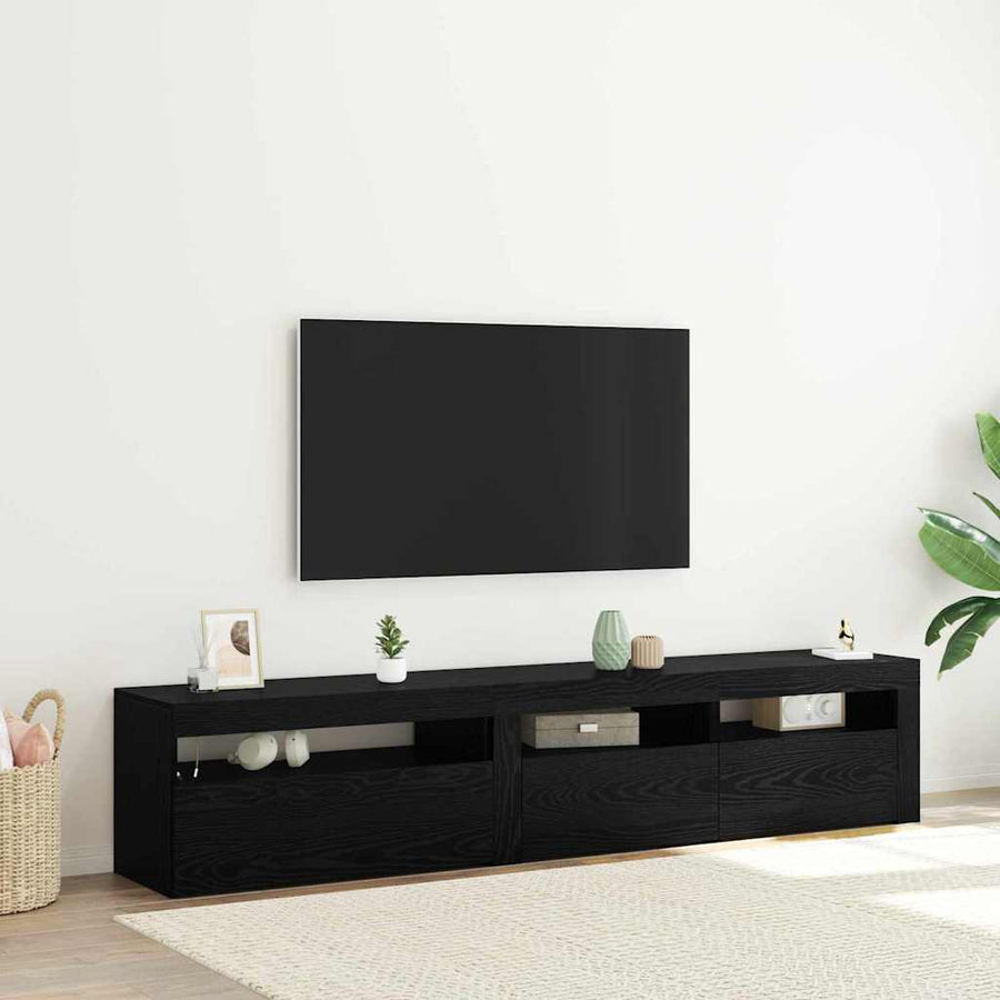 TV-kast 2 pcs Zwart Eiken 195 x 35 x 40 cm Bewerkt hout