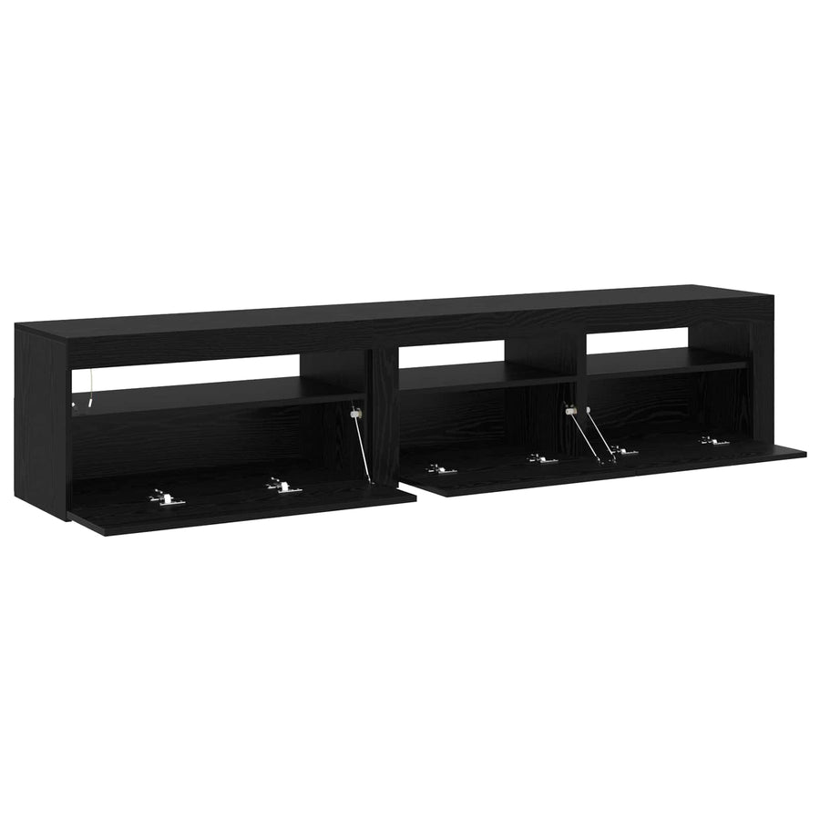 TV-kast 2 pcs Zwart Eiken 195 x 35 x 40 cm Bewerkt hout