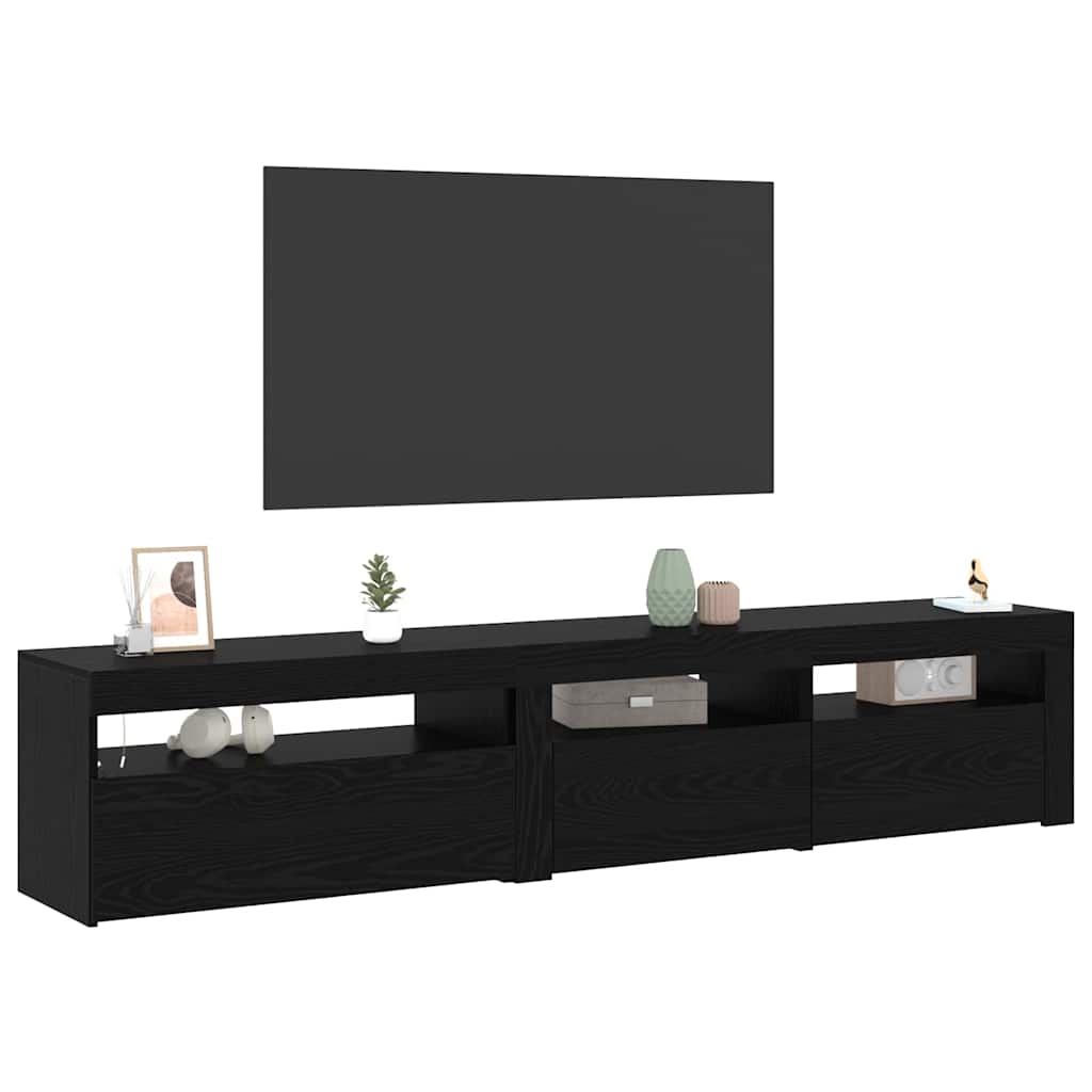 TV-kast 2 pcs Zwart Eiken 195 x 35 x 40 cm Bewerkt hout