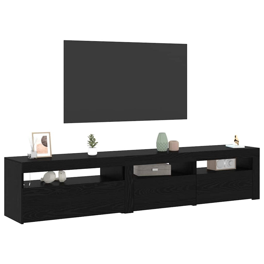 TV-kast 2 pcs Zwart Eiken 195 x 35 x 40 cm Bewerkt hout