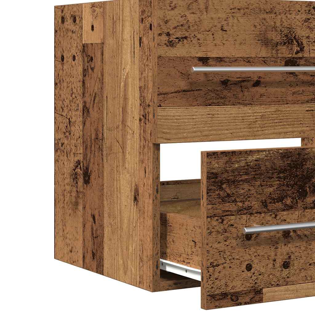 Badkamertenk te kast 2 pcs Oud Hout Engineered Hout en Keramiek