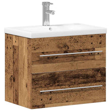 Badkamertenk te kast 2 pcs Oud Hout Engineered Hout en Keramiek