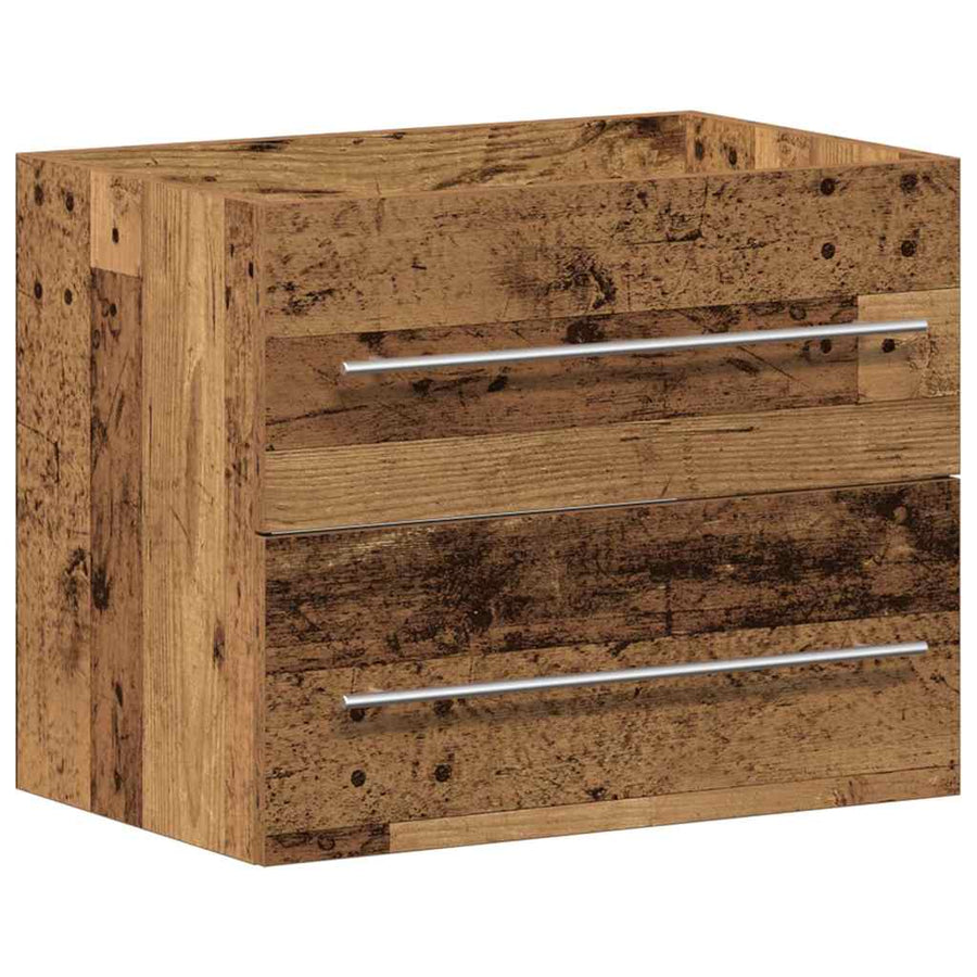 Badkamertenk te kast 2 pcs Oud Hout Engineered Hout en Keramiek