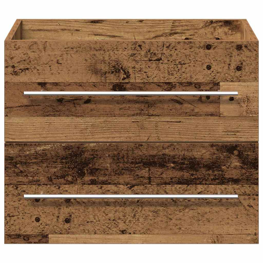 Badkamertenk te kast 2 pcs Oud Hout Engineered Hout en Keramiek