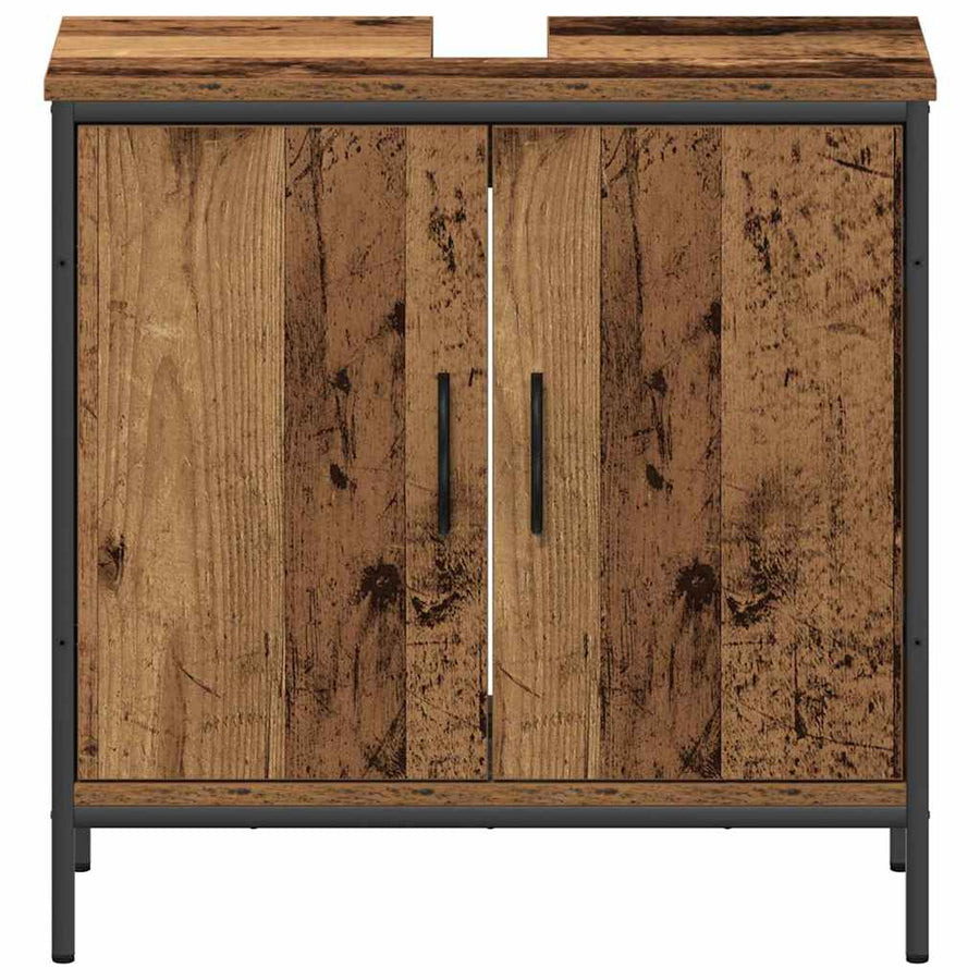 Badkamermeubelset met plank met opslag 2 pcs Bruin Bewerkt hout